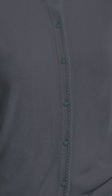 Karen Scott Cardigan Feminino com Botões e Contas Preto Tamanho Extra Grande