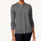 Karen Scott Cardigan Feminino com Botões e Contas Cinza Tamanho 2 Extra Grande