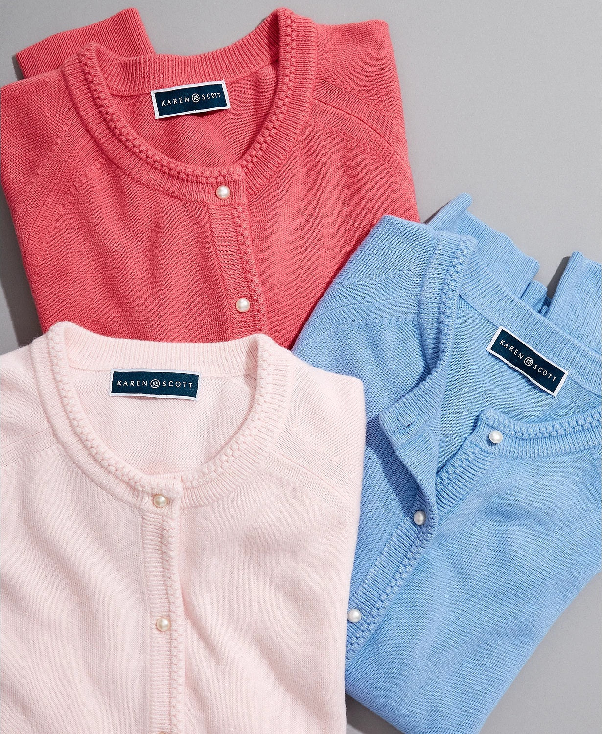 Karen Scott Cardigan Feminino com Botões e Contas Cinza Tamanho 2 Extra Grande