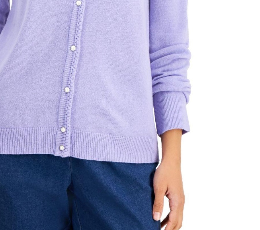 Karen Scott Cardigan Feminino Luxsoft Botão Azul Tamanho Pequeno Médio
