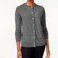 Karen Scott Cardigan Feminino Petite Luxsoft Botão Cinza Escuro Tamanho Petite