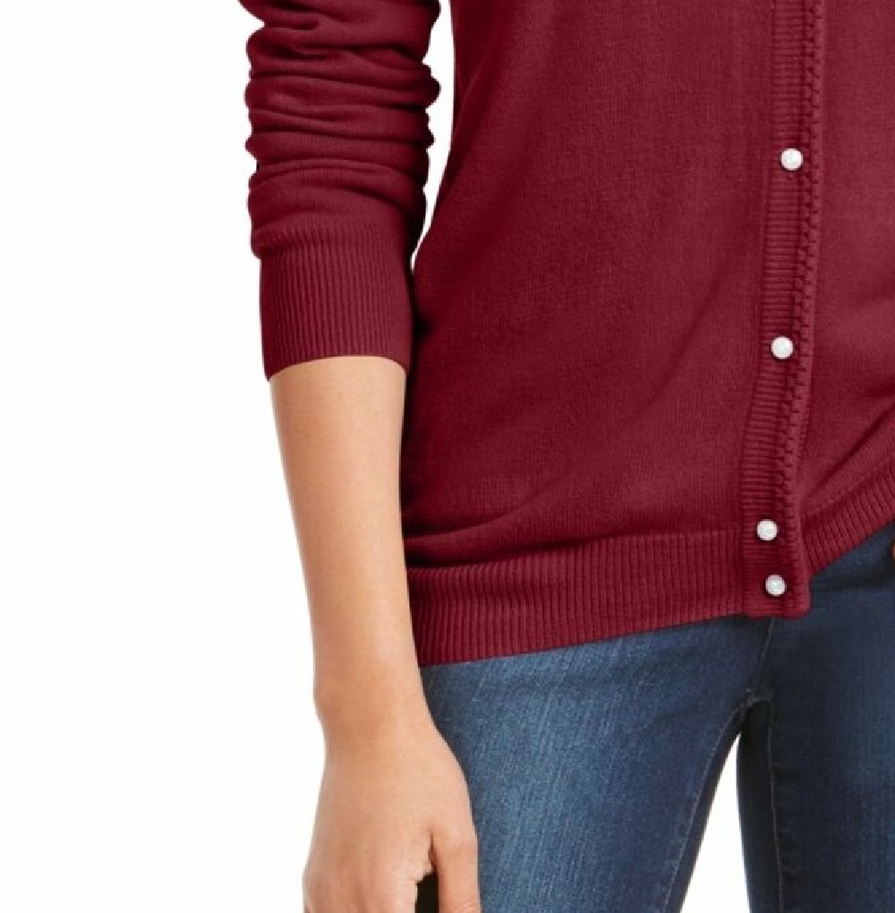 Karen Scott Cardigan Feminino Luxsoft Botão Vermelho Tamanho Médio