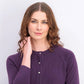 Karen Scott Cardigan Feminino Luxsoft Botão Roxo Tamanho Pequeno Pequeno