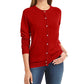 Karen Scott Cardigan Feminino Pequeno com Botões e Contas Vermelho Tamanho Extra Grande