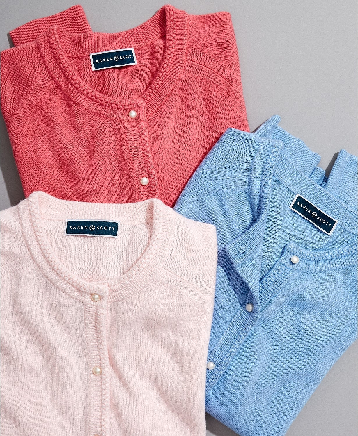 Karen Scott Cardigan Feminino Pequeno com Botões e Contas Vermelho Tamanho Extra Grande