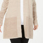 Karen Scott Cardigan Feminino com Frente Aberta e Acabamento Contrastado, Bege, Tamanho Grande