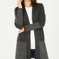 Karen Scott Cardigan Feminino Aberto Frente Contrastada Preto Tamanho P