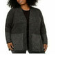 Karen Scott Cardigan Plus Size Feminino com Borda Estampada Preto Tamanho 2X