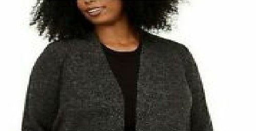 Karen Scott Cardigan Plus Size Feminino com Borda Estampada Preto Tamanho 2X