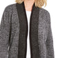 Karen Scott Cardigan Feminino com Acabamento Contrastado e Frente Aberta, Preto, Tamanho Grande