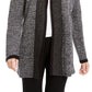 Karen Scott Cardigan Feminino com Acabamento Contrastado e Frente Aberta, Preto, Tamanho Grande