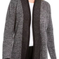 Karen Scott Cardigan Feminino Contraste Frente Aberta Preto Tamanho X-G