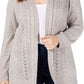 Karen Scott Cardigan Pointelle com frente aberta plus size feminino Gull Marl tamanho 3X