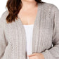 Karen Scott Cardigan Pointelle com frente aberta plus size feminino Gull Marl tamanho 3X