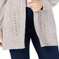 Karen Scott Cardigan Pointelle com frente aberta plus size feminino Gull Marl tamanho 3X