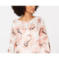 Blusa feminina Alfani com estampa de bolhas e bainha laranja, tamanho pequeno, pequeno e médio