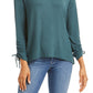 Blusa feminina com cordão e punho, estilo &amp; co, verde, tamanho médio