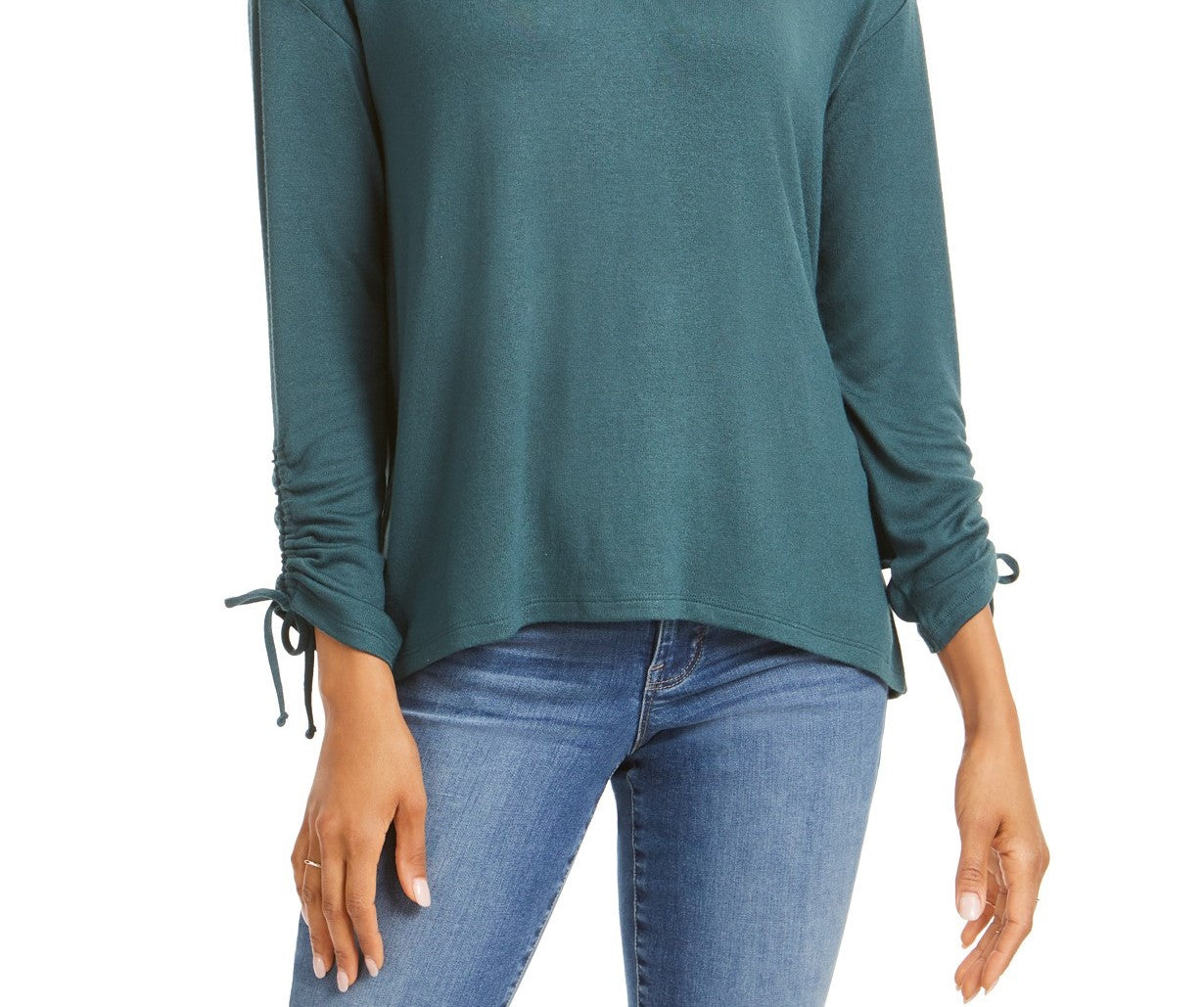 Blusa feminina com cordão e punho, estilo &amp; co, verde, tamanho médio