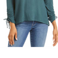 Top feminino com cordão e punho, tamanho grande, verde médio, estilo &amp; co