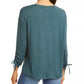 Top curto com cordão e punhos amarrados feminino Style &amp; Co, tamanho pequeno, verde