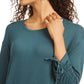 Top curto com cordão e punhos amarrados feminino Style &amp; Co, tamanho pequeno, verde