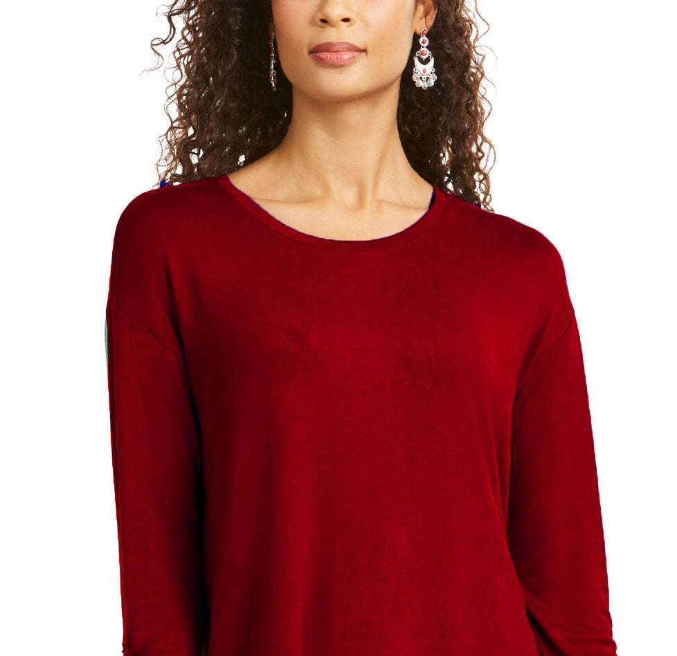 Top curto feminino com cordão e punhos amarrados, tamanho PP, vermelho, da Style &amp; Co