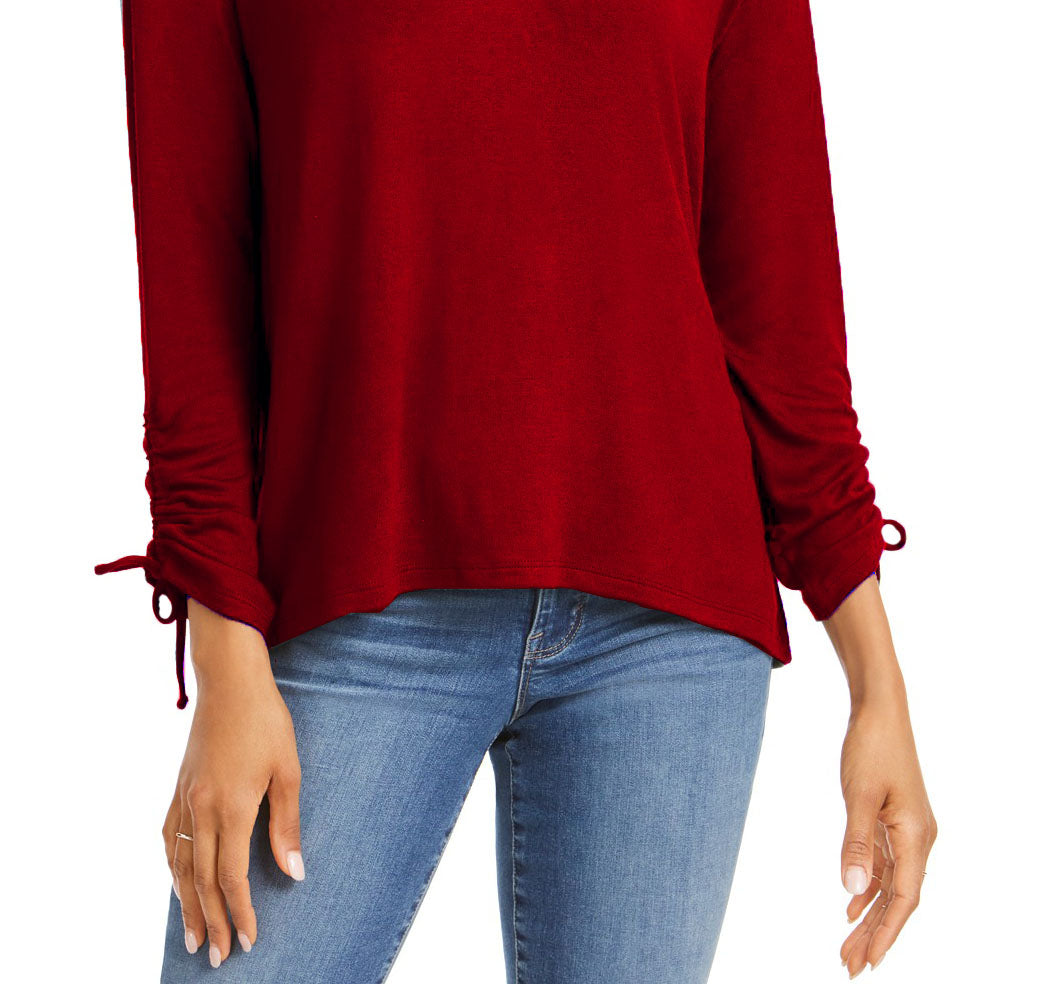 Top curto feminino com cordão e punhos amarrados, tamanho PP, vermelho, da Style &amp; Co