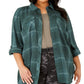 Camisa utilitária xadrez plus size feminina Style &amp; Co, verde, tamanho 1X