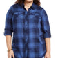 Camisa utilitária xadrez plus size feminina Style &amp; Co, azul, tamanho extra grande
