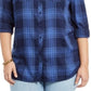 Camisa utilitária xadrez plus size feminina Style &amp; Co, azul, tamanho extra grande