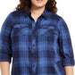 Camisa utilitária xadrez plus size feminina Style &amp; Co, azul, tamanho 3, extra grande