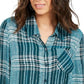 Camisa xadrez feminina Style &amp; Co com um bolso, verde, tamanho XS