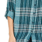 Camisa xadrez feminina Style &amp; Co com um bolso, verde, tamanho XS