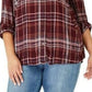 Camisa utilitária xadrez plus size feminina Style &amp; Co Berry tamanho 3 extra grande