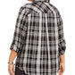 Camisa xadrez plus size feminina Style &amp; Co com botões, preta, tamanho XX-G