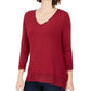 Blusa feminina estilo &amp; co, decote em V, chiffon, roxa, tamanho grande