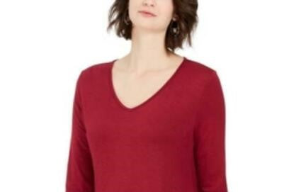 Blusa feminina estilo &amp; co, decote em V, chiffon, roxa, tamanho grande