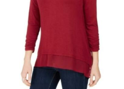 Blusa feminina estilo &amp; co, decote em V, chiffon, roxa, tamanho grande