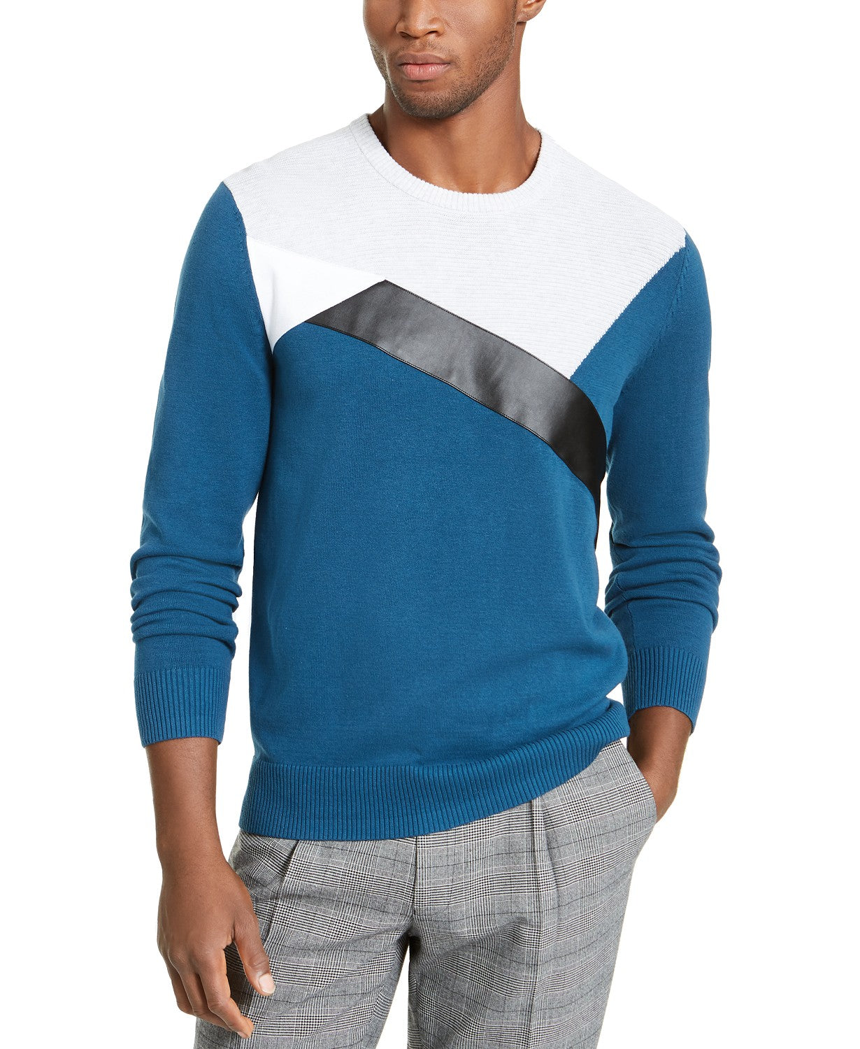 Suéter masculino com blocos de cores da INC International Concepts, azul, tamanho XXX-G