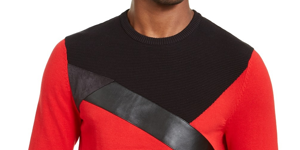 Suéter masculino colorblocked INC International Concepts, tamanho médio, vermelho, extra grande