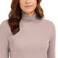 Blusa feminina Charter Club com gola alta canelada mesclada, rosa, tamanho extragrande