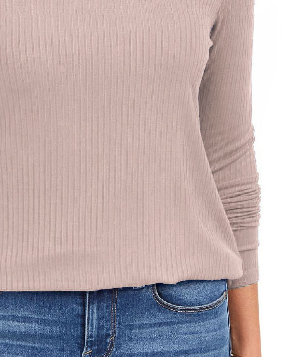 Blusa feminina Charter Club com gola alta canelada mesclada, rosa, tamanho extragrande