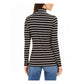Blusa feminina listrada de gola alta Charter Club, preta, tamanho grande