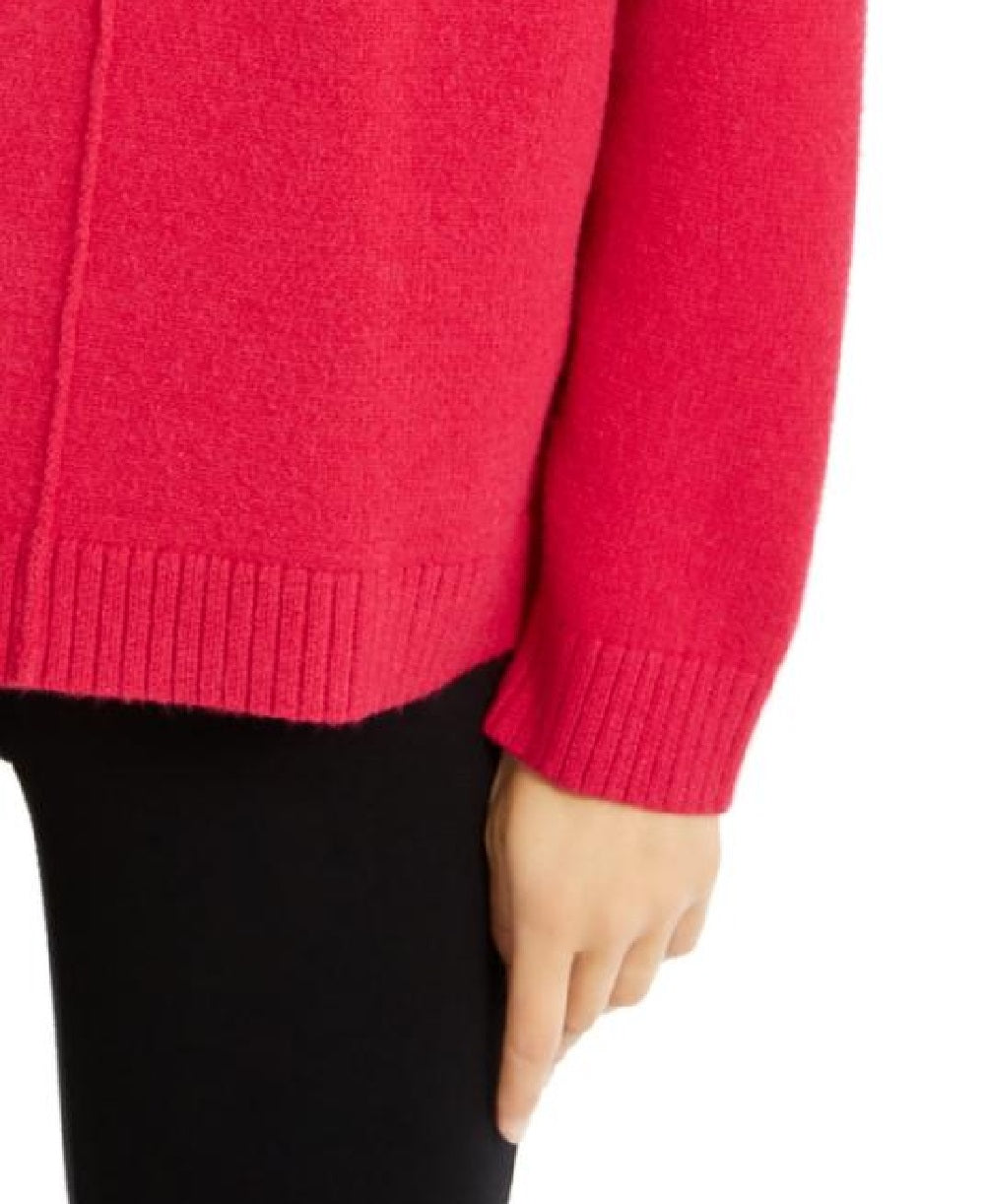 Blusa feminina Alfani com gola alta e ombro caído, cor Claret Rose, tamanho grande