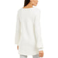 Suéter túnica de malha canelada Alfani feminino, tamanho pequeno e grande, branco