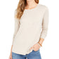 Blusa feminina de manga comprida e gola redonda Style &amp; Co, bege, tamanho pequeno