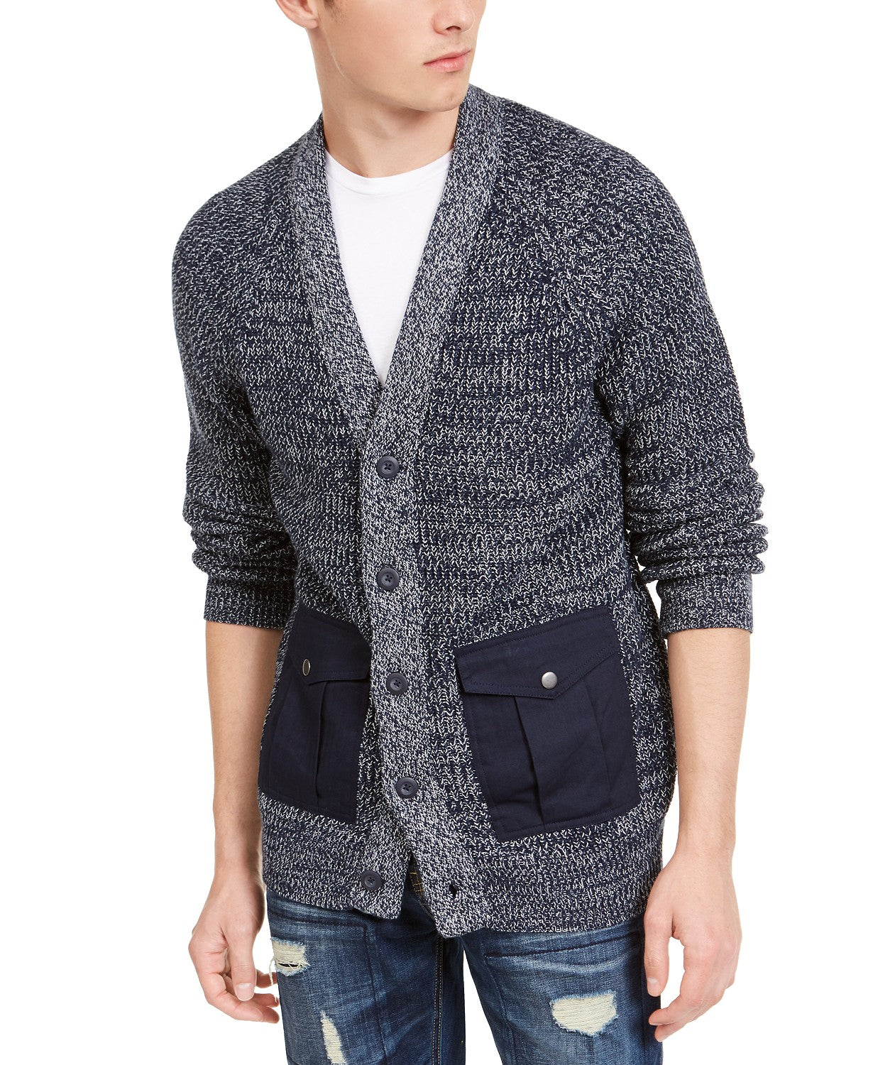 Cardigan texturizado masculino American Rag azul tamanho médio