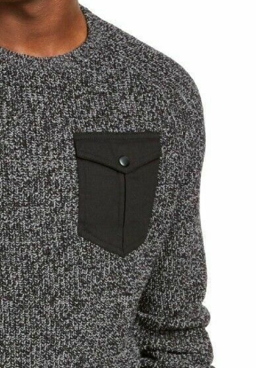 Suéter American Rag Masculino com Bolso e Gola Redonda Cinza Tamanho Grande