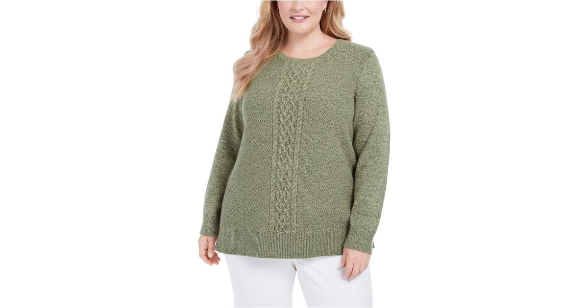 Karen Scott Suéter Feminino de Tricô com Painel Verde Tamanho Médio