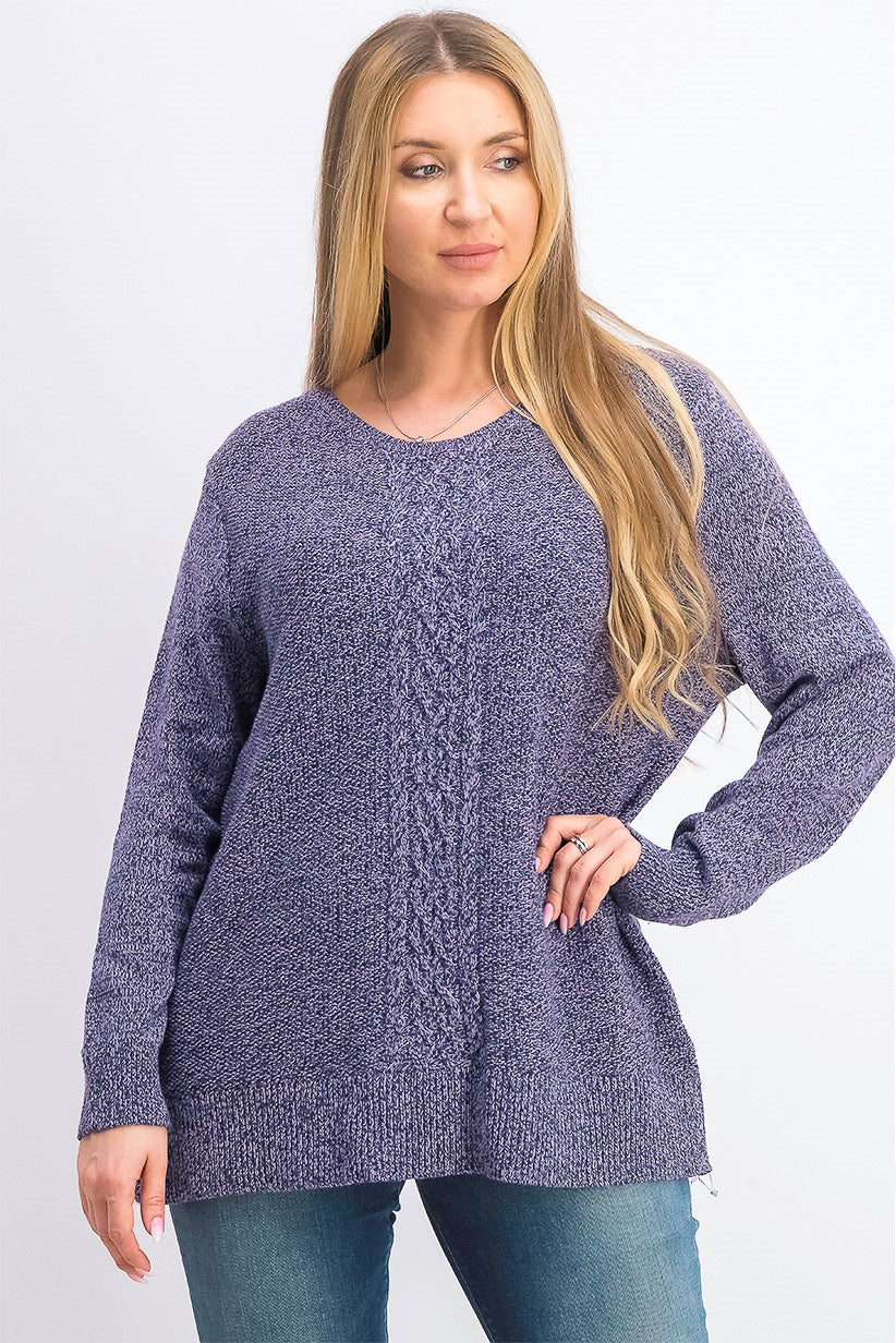 Karen Scott Suéter Feminino de Tricô com Painel Roxo Tamanho X-G